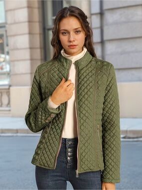 NWT Bellivera Women's Olive Green Quilted Puffer Jacket